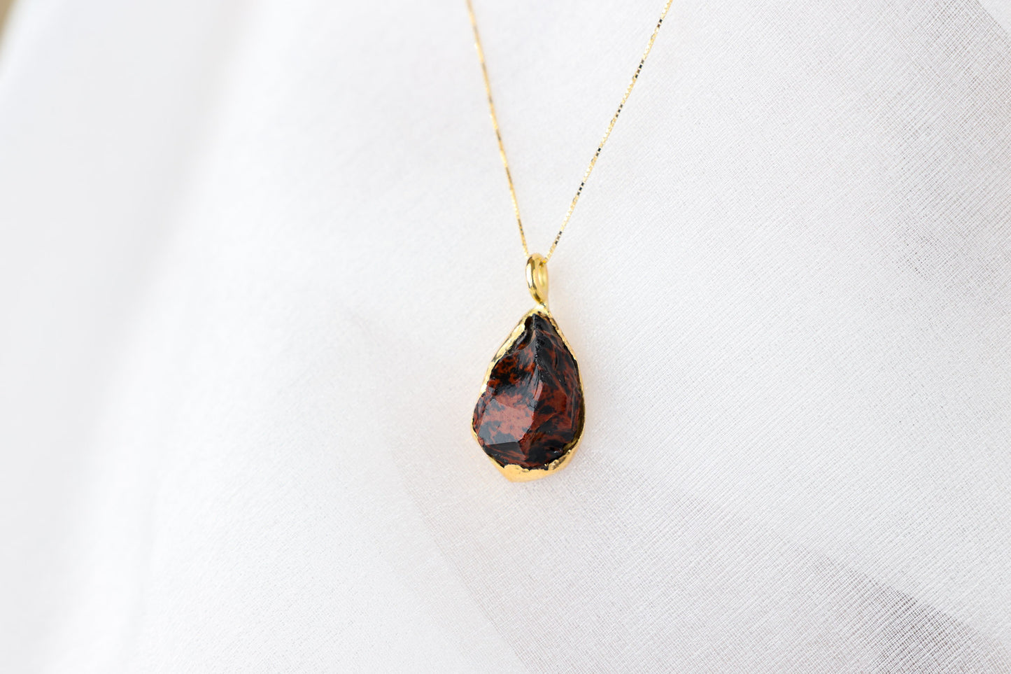 Ecorce – Mahogany Obsidian 18k Gold Pendant